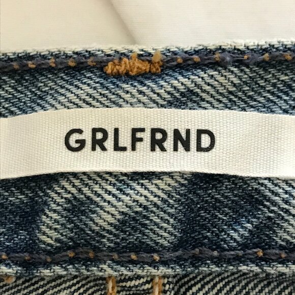 Grlfrnd Karolina Skinny Jeans Women 23 Blue Mid Rise Button Fly Raw Hem Stretch - Picture 3 of 15